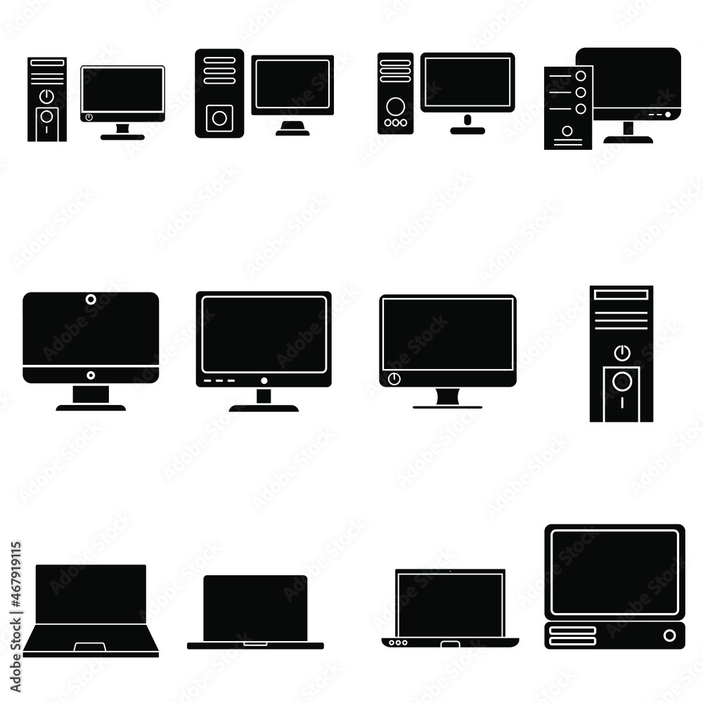 Computer  icon vector set.  pc illustration sign collection. device symbol. Laptop logo.
