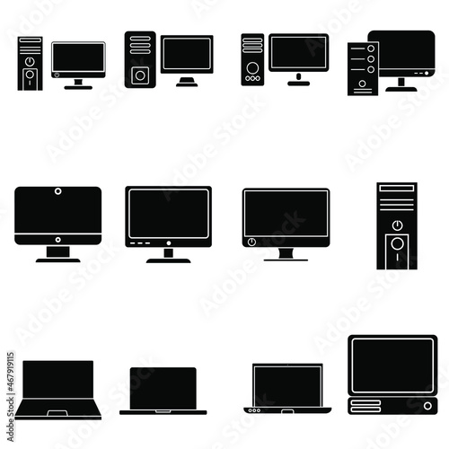 Computer  icon vector set.  pc illustration sign collection. device symbol. Laptop logo.