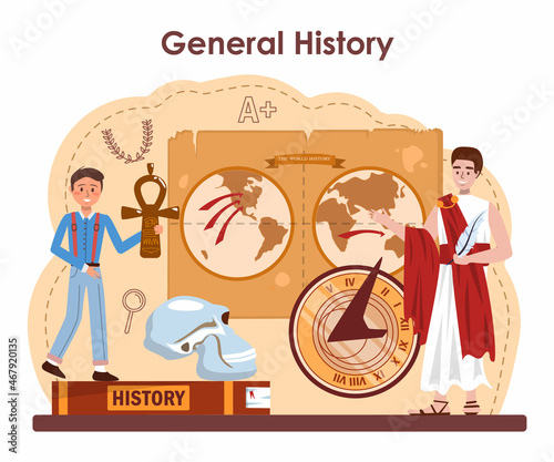 History lesson concept. History school subject, knowledge of the past