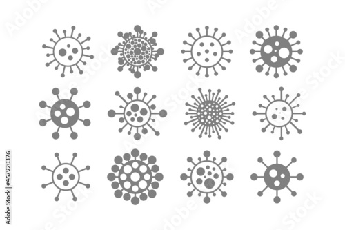 Virus icon set - hand drawn design. Creative bacteria symbols. Coronavirus  covid - 19 art