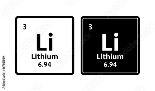 lithium symbol. Chemical element of the periodic table. Vector stock illustration.