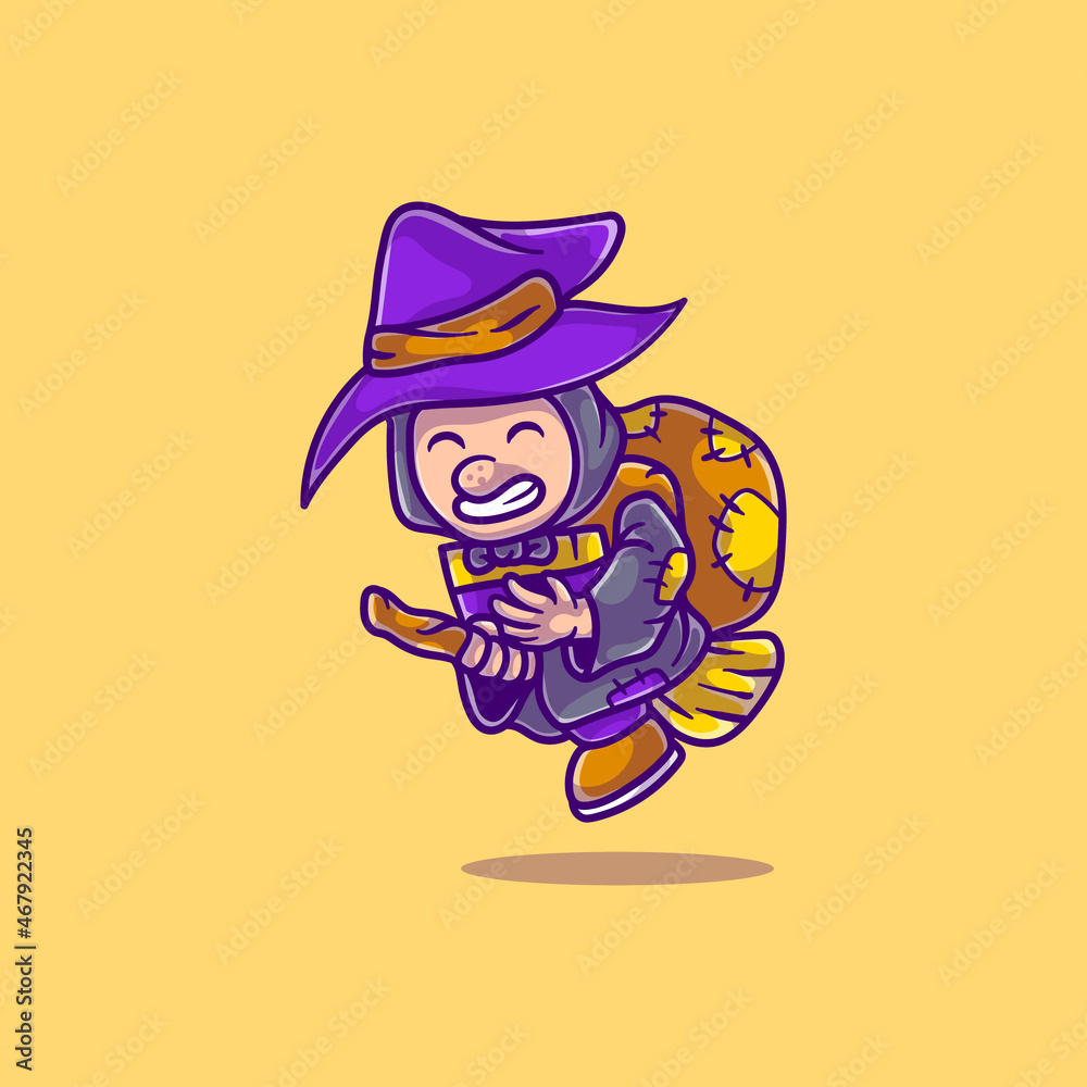 cute befana old witch illustration handing out gifts