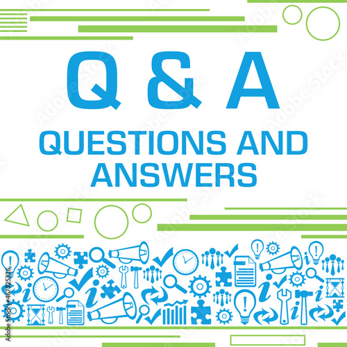 Q And A - Questions And Answers Green Blue Texture Bottom Square Business Symbols 