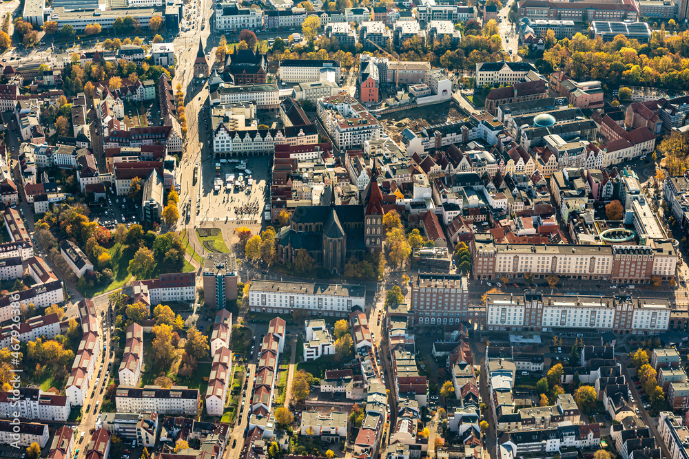 Fototapeta premium Luftaufnahme von Rostock Warnemünde
