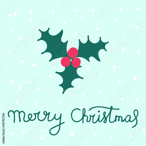 Christmas card. Template for a Merry Christmas greeting card. Hand sketched illustration. Lettering celebration logo set.Typography for winter holidays.Calligraphic poster with hand drawn illustration