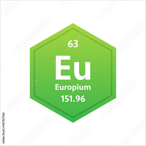 Europium symbol. Chemical element of the periodic table. Vector stock illustration