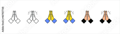 Hand pray symbol. Folded Hands vector icon. Vector
