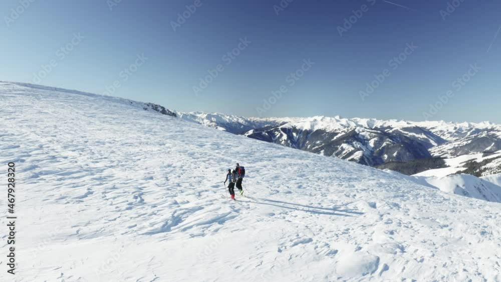 skiing in the mountains