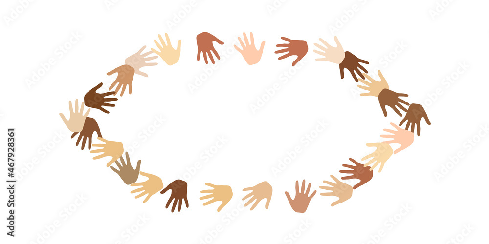 Male and female hands of various skin tone silhouettes. Help concept. Male and female hands of various skin tone silhouettes. Help concept.