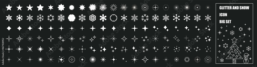 Light and glitter snowflakes icon set Light and glitter snowflakes icon set