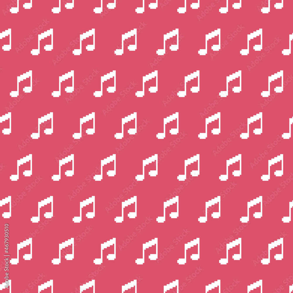 simple vector pixel art seamless pattern of abstract white musical note on a pink background simple vector pixel art seamless pattern of abstract white musical note on a pink background
