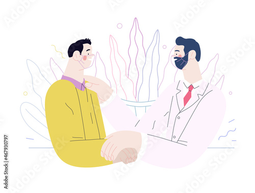 Doctor and patients - medical insurance illustration. Flat vector
