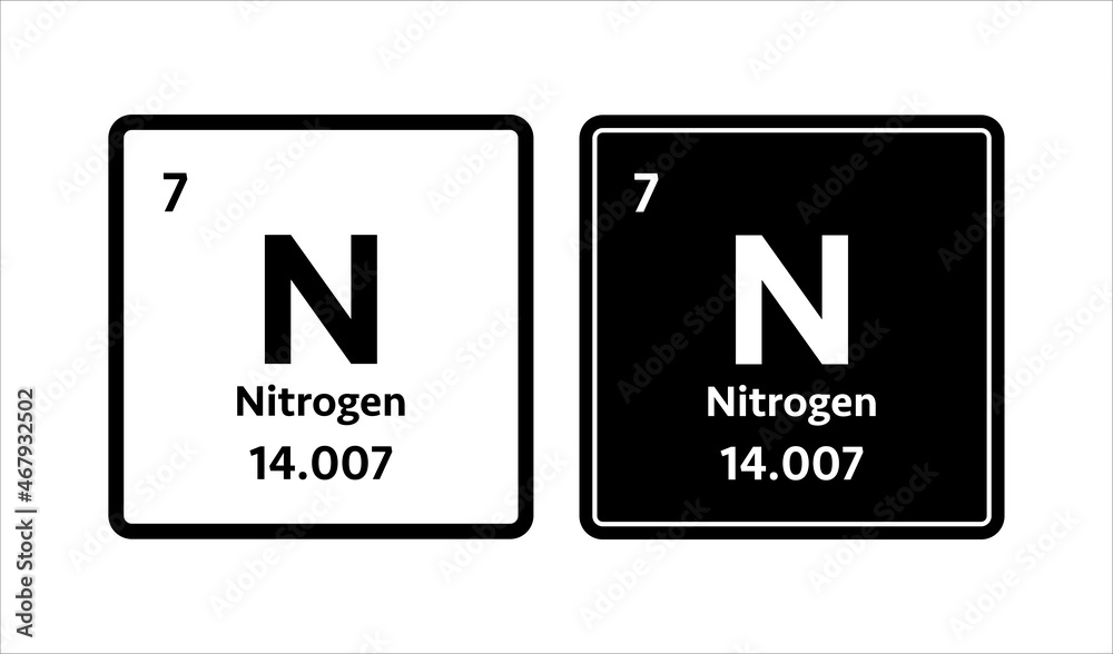 Nitrogen symbol. Chemical element of the periodic table. Vector stock illustration. Nitrogen symbol. Chemical element of the periodic table. Vector stock illustration.