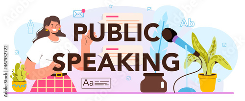 Public speaking typographic header. Professional speaker or speechwriter