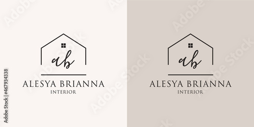 hand drawn minimalist interior logo set