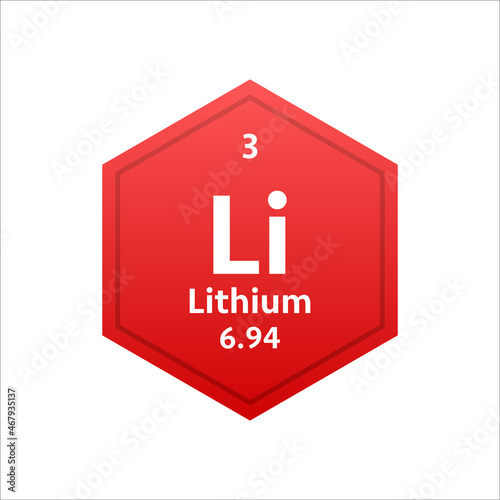 lithium symbol. Chemical element of the periodic table. Vector stock illustration.