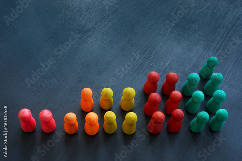 Market segmentation and targeting concept. Color figures on the desk. photo