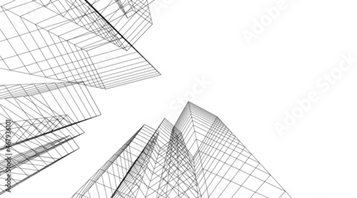 Modern architecture digital drawing