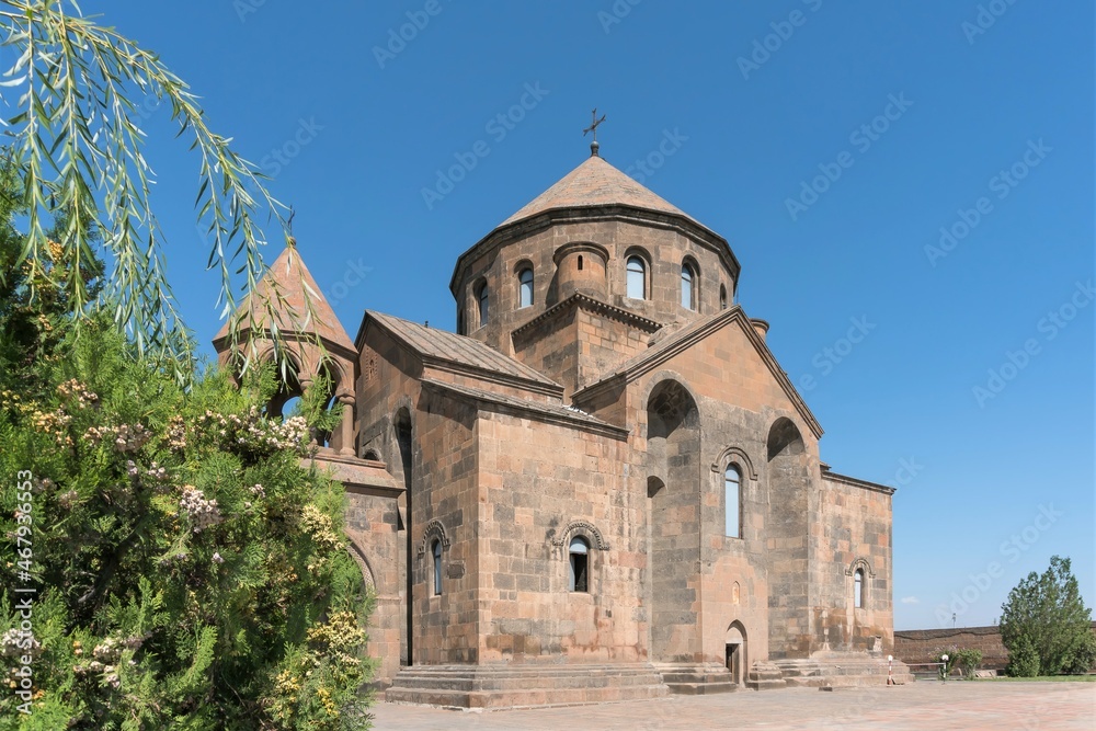 Armenia, Echmiadzin, September 2021. View of the ancient Armenian temple of St. Hripsime.
