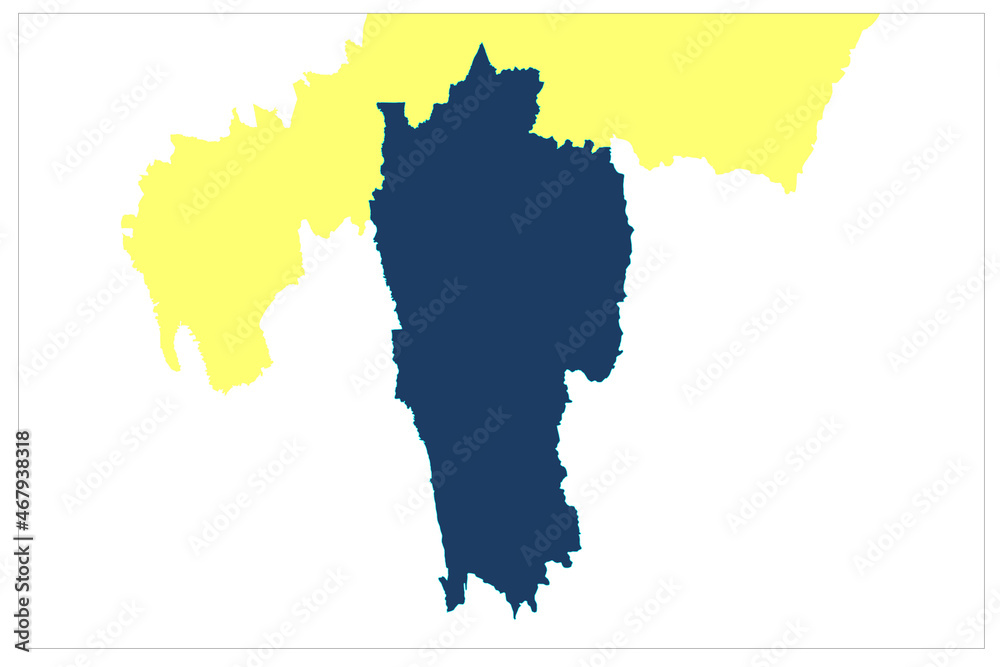 Mizoram state of indians vector illustration share border with Assam , Manipur and Tripura