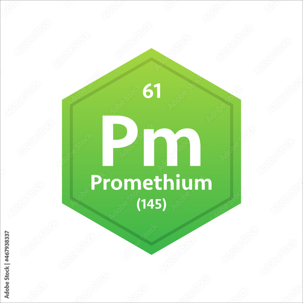 Promethium symbol. Chemical element of the periodic table. Vector stock illustration. Promethium symbol. Chemical element of the periodic table. Vector stock illustration.