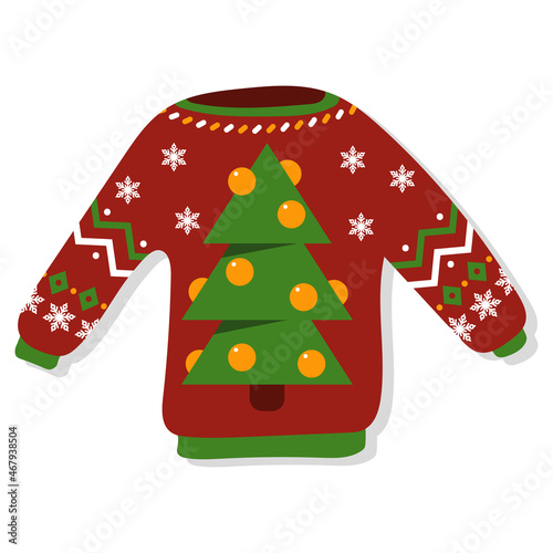 Christmas ugly jumper vector cartoon illustration isolated on a white background.