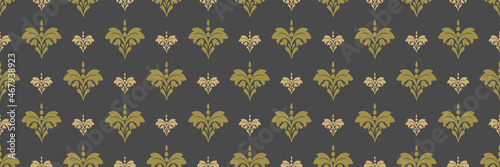 Old-fashioned background pattern with beautiful with floral ornament on a dark background for your design. Seamless background for wallpaper, textures. Vector illustration.