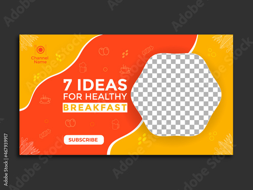 Video thumbnail for homemade breakfast cooking recipe, food making youtube thumbnail social media post, and web banner template.
