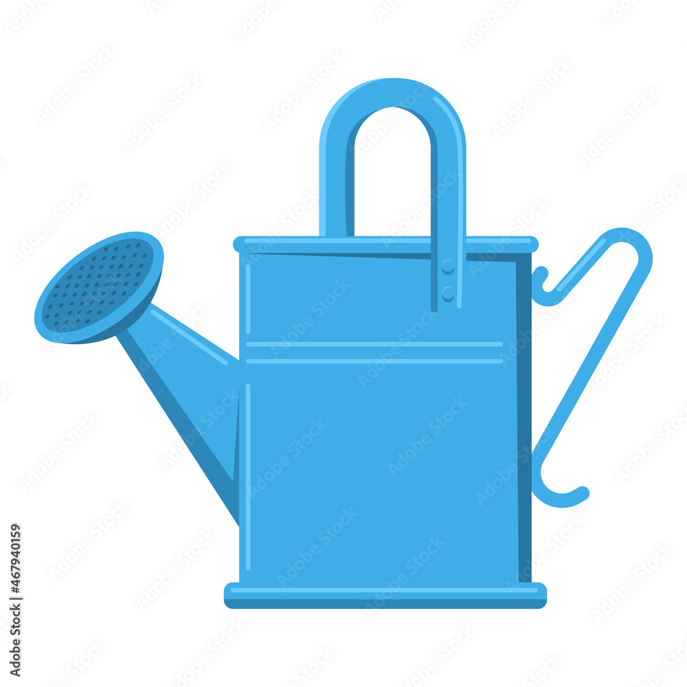 Obraz premium Blue garden watering can vector cartoon illustration isolated on a white background.