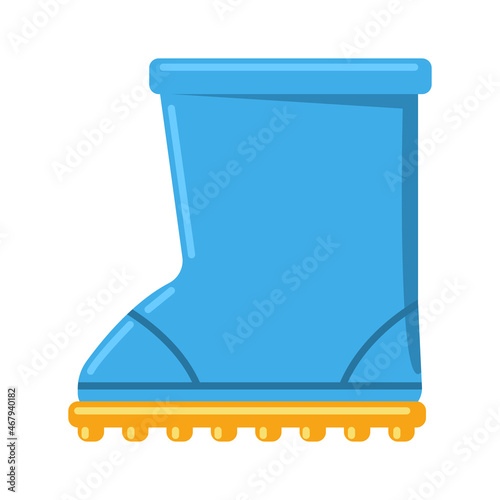 Blue children boots vector cartoon illustration isolated on a white background.