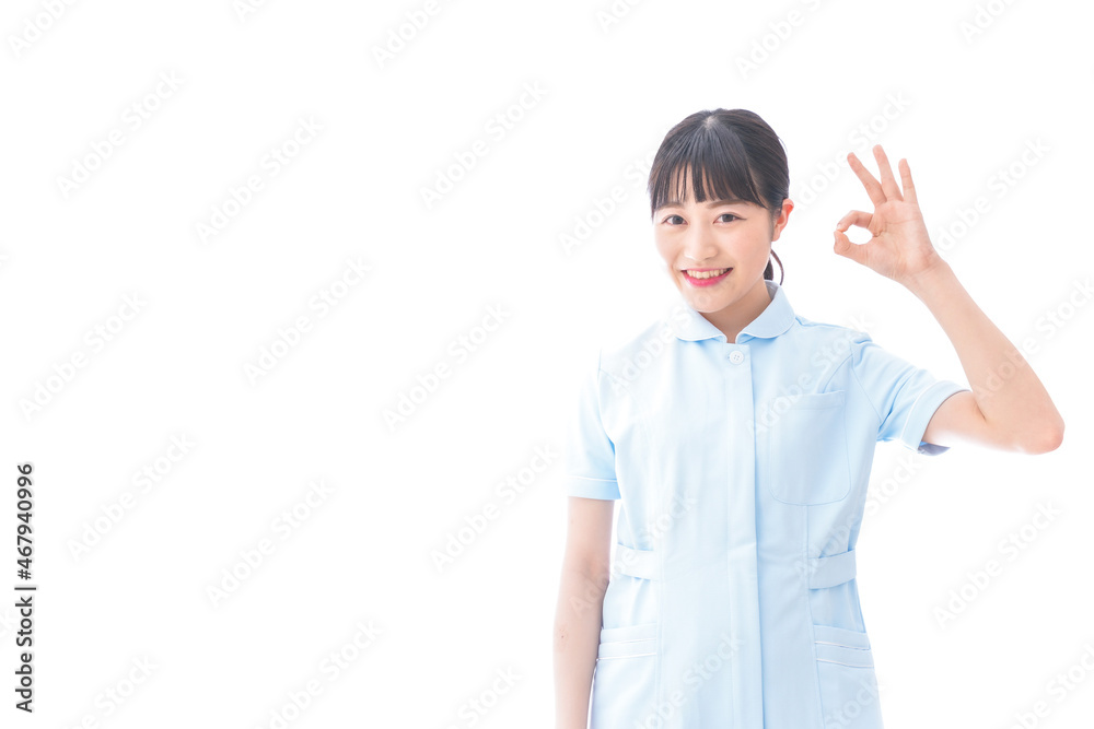 OKサインをする若い看護師 OKサインをする若い看護師