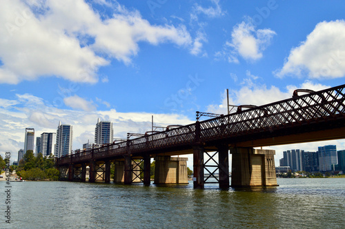 An old style steel bridge at Meadowbank in Sydney, Australia