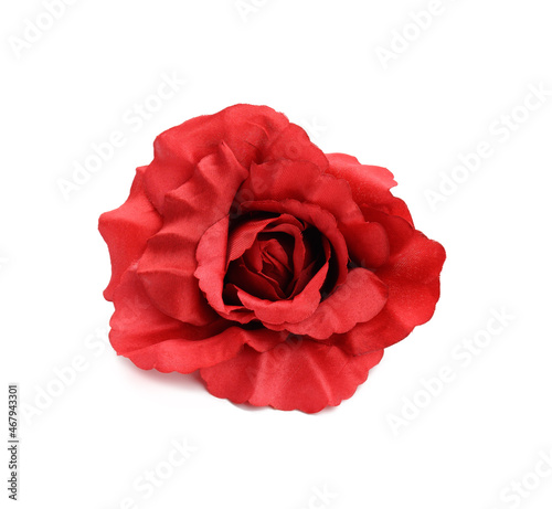 Fototapeta Naklejka Na Ścianę i Meble -  red textile rose for decoration isolated on white background