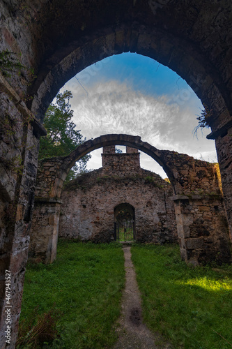 Romanesque ruins of the Monastery of Tina in Asturias - Spain. photo