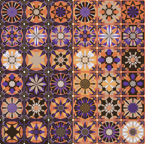 Seamless geometric pattern in retro style. Hexagonal tile pattern.