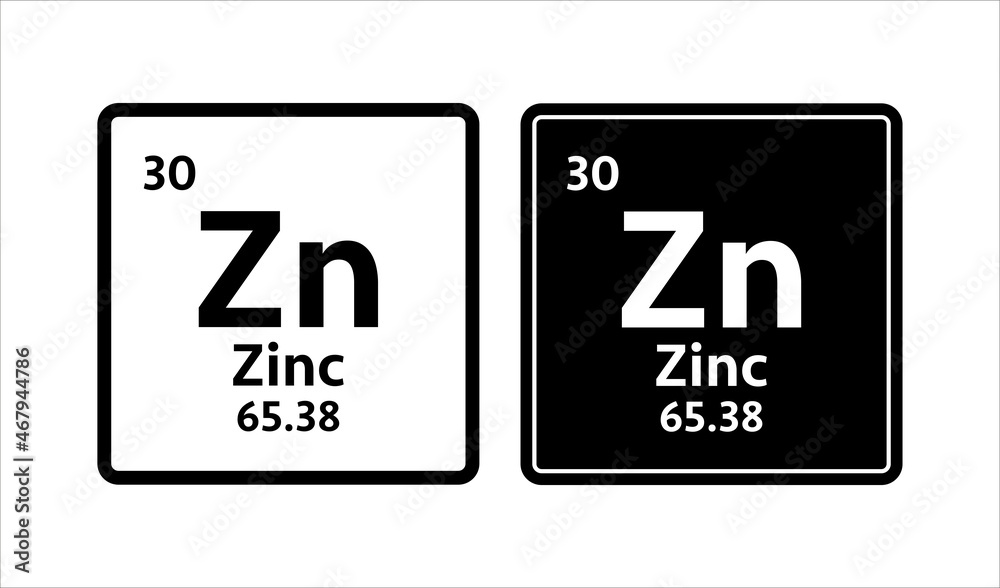 Zinc Symbol Chemical Element Of The Periodic Table Vector Stock Ilration Adobe