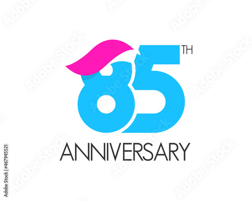 85 years simple anniversary logo design with ribbon icon 
