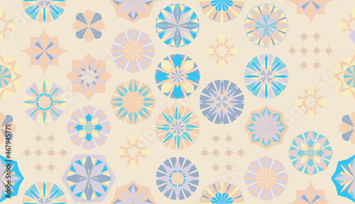 Seamless geometric pattern in retro style. Hexagonal tile pattern.