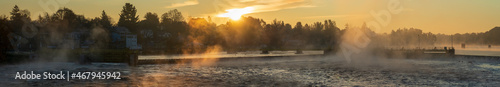 Lock Island Park Panorama in Phoenix, New York during Autumn