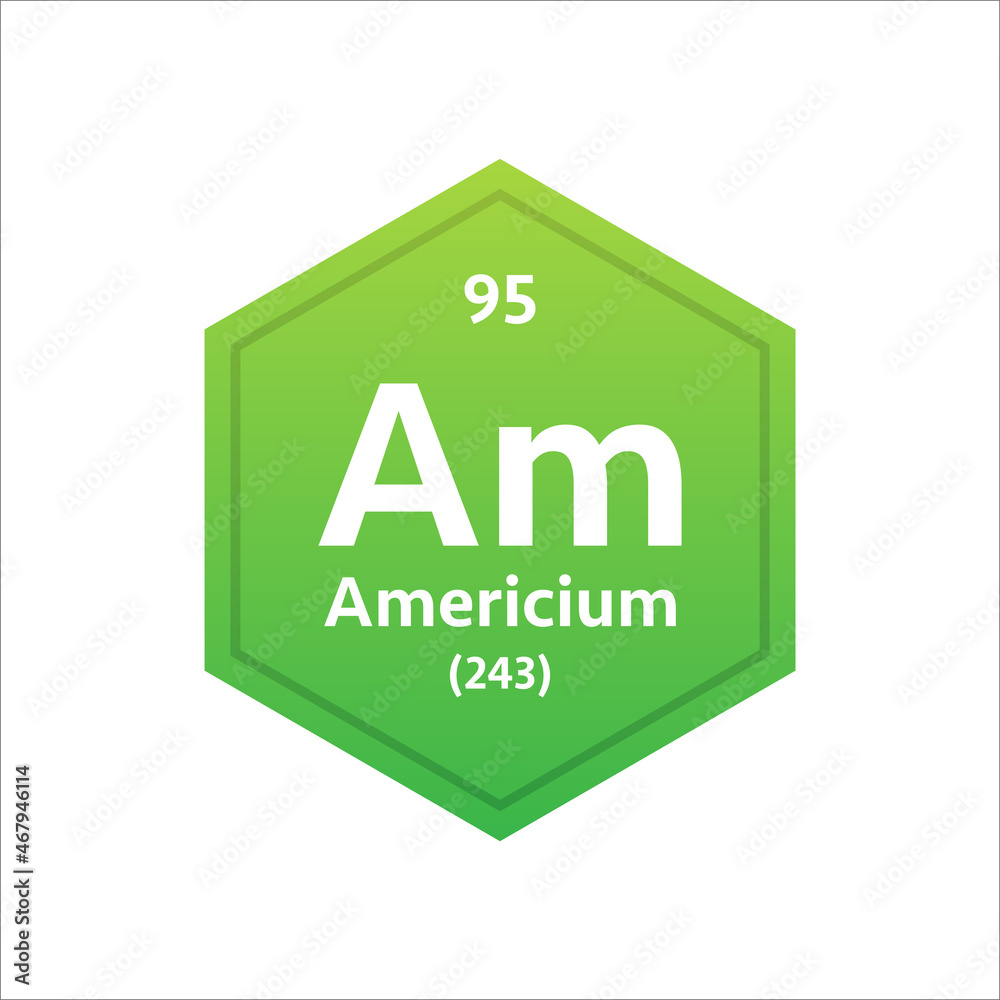 Americium symbol. Chemical element of the periodic table. Vector stock illustration.