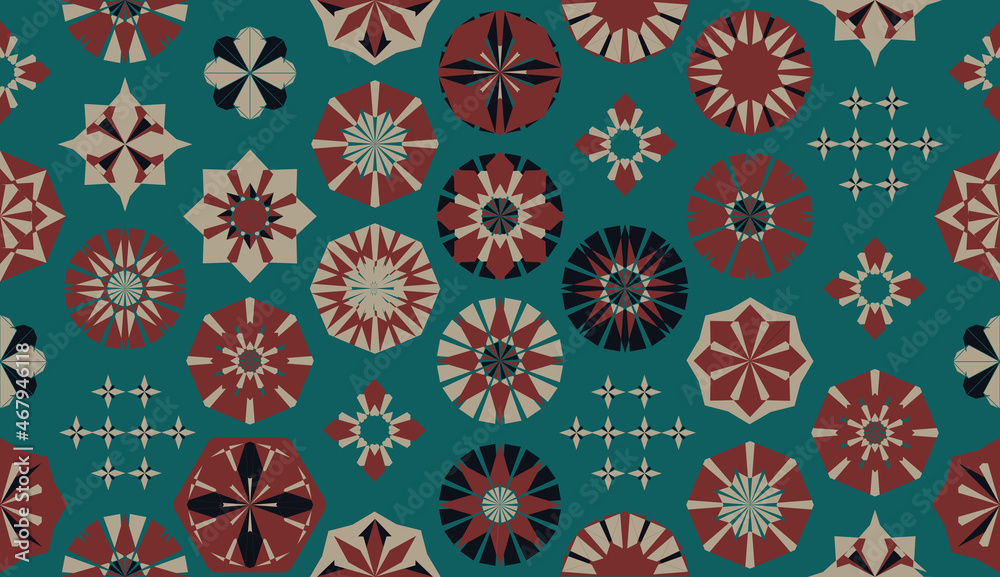 Seamless geometric pattern in retro style. Hexagonal tile pattern.