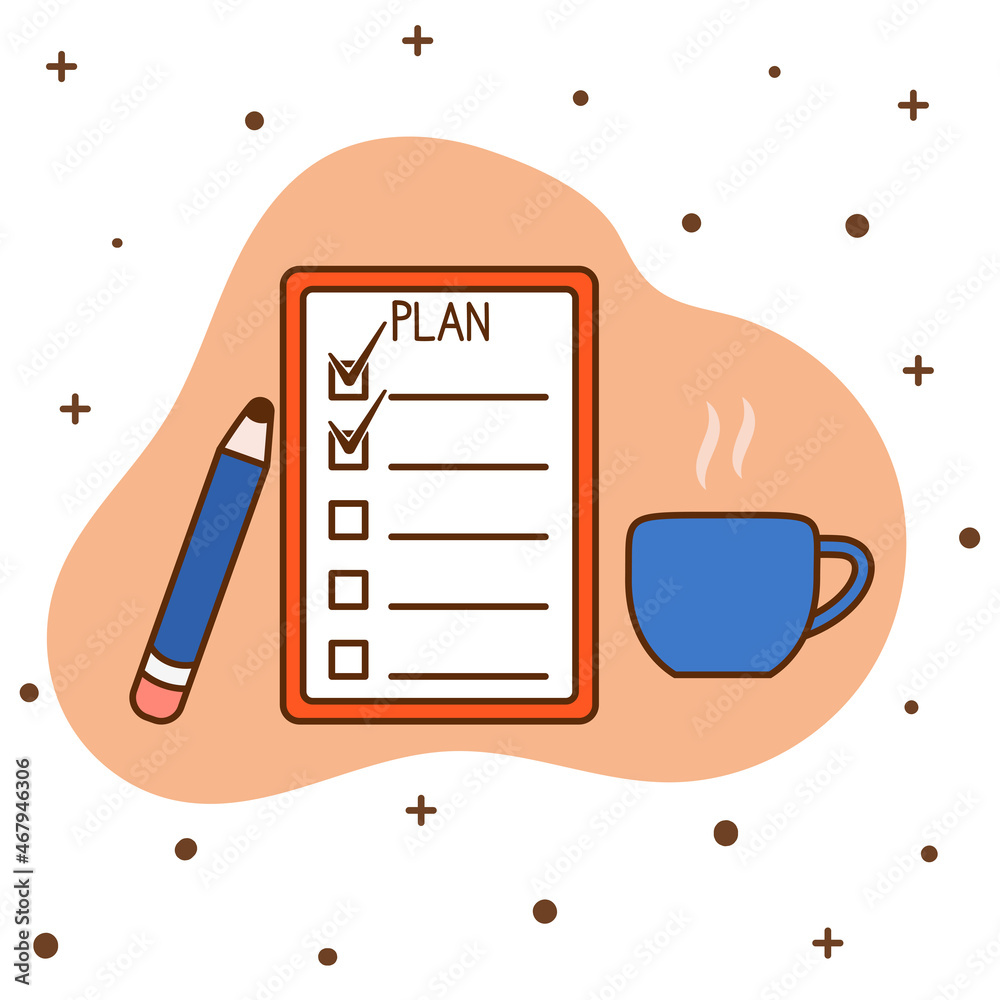 Plan list in cartoon style. The concept of planning and successful ...