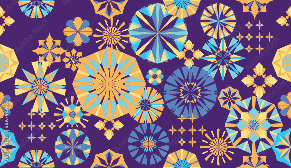Seamless geometric pattern in retro style. Hexagonal tile pattern.
