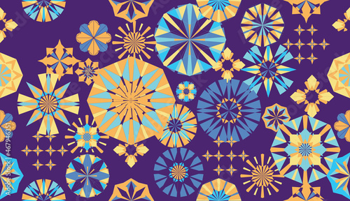 Seamless geometric pattern in retro style. Hexagonal tile pattern.