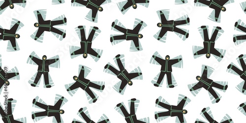 Winter seamless pattern with snow angel mans for christmas holiday or new year