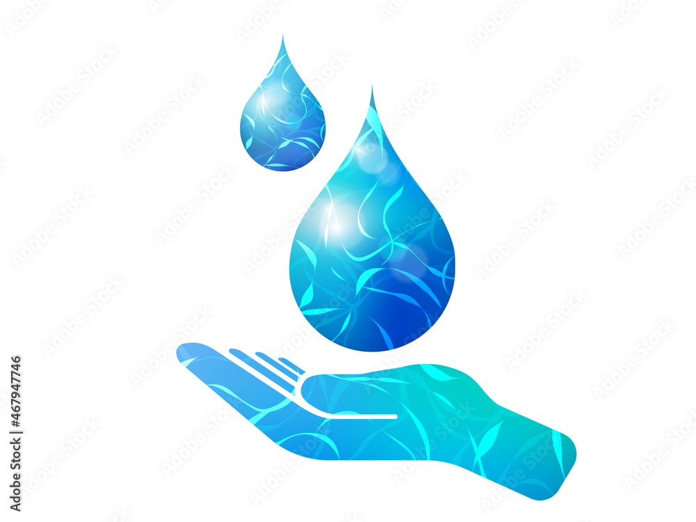 A hand hold the water droplets that are fill by the water surface