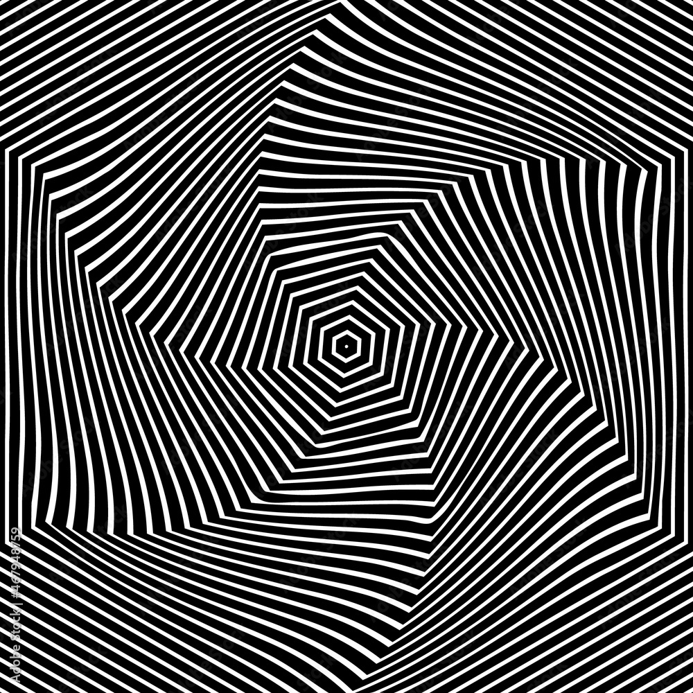 Pattern with optical illusion. Black and white background. Vector illustration. Pattern with optical illusion. Black and white background. Vector illustration.