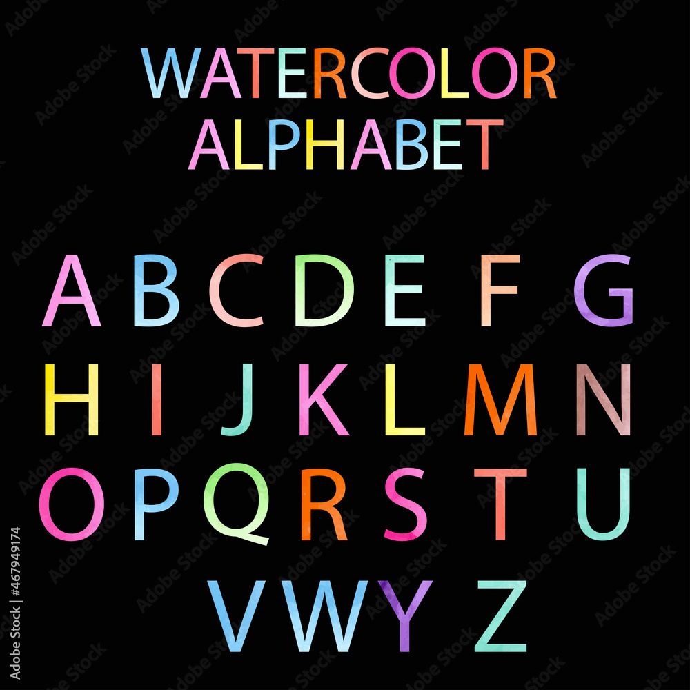 Watercolor english alphabet.