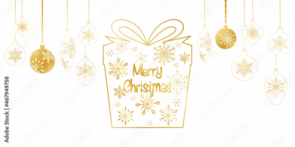 Naklejka premium Gold ornaments decoration for winter holiday, Christmas Day design. Vector illustration.