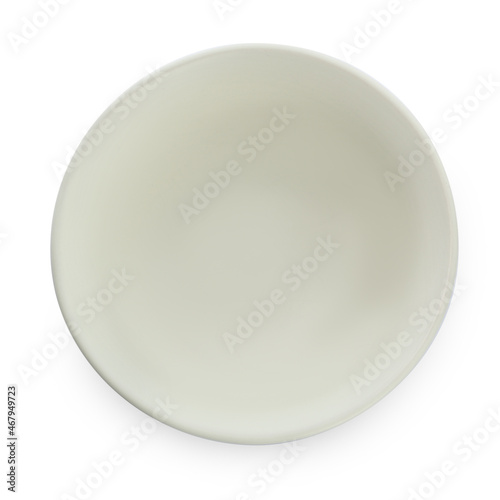 Stylish empty ceramic bowl isolated on white, top view. Cooking utensil